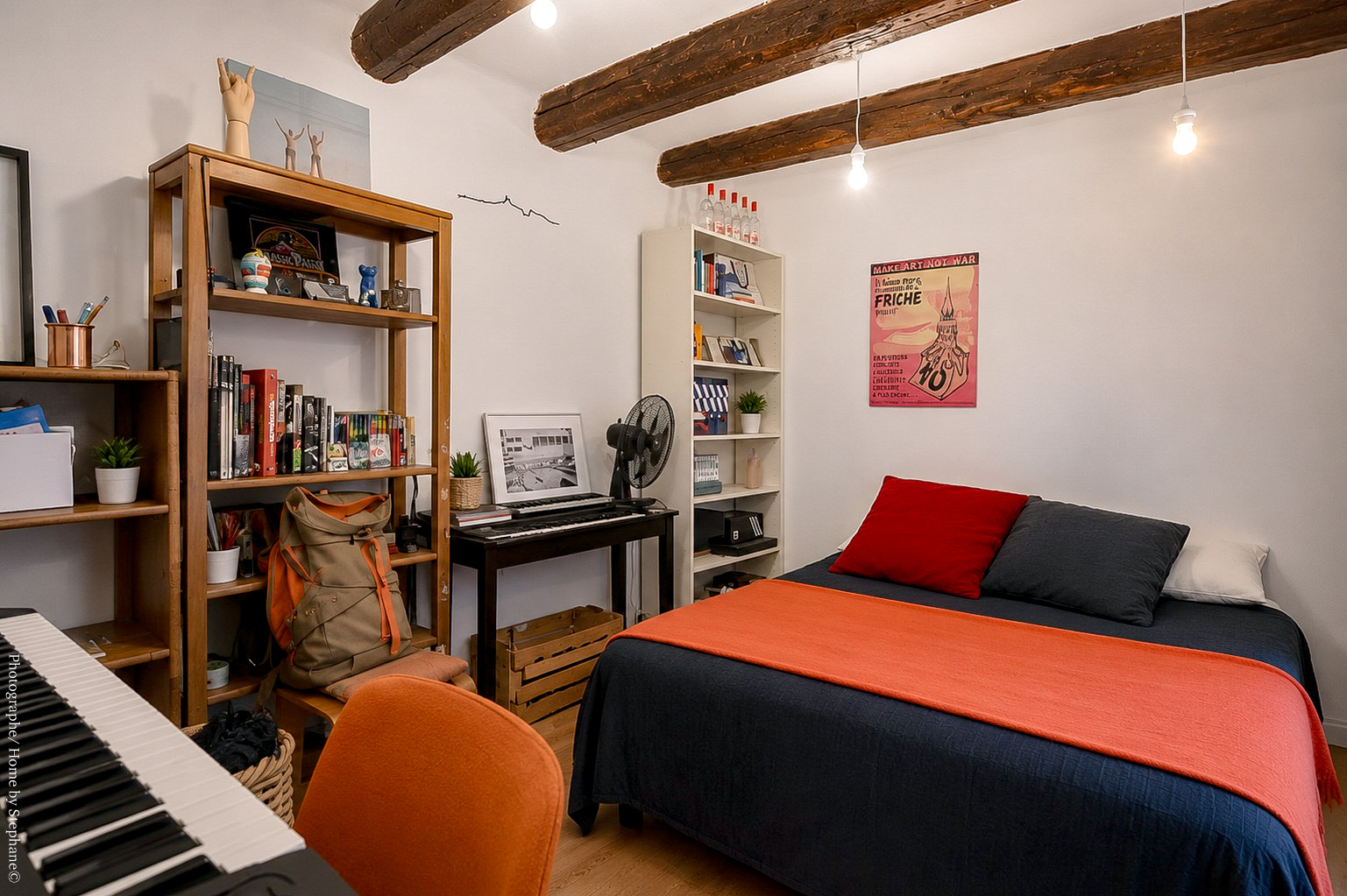 Chambre aux poutres apparentes